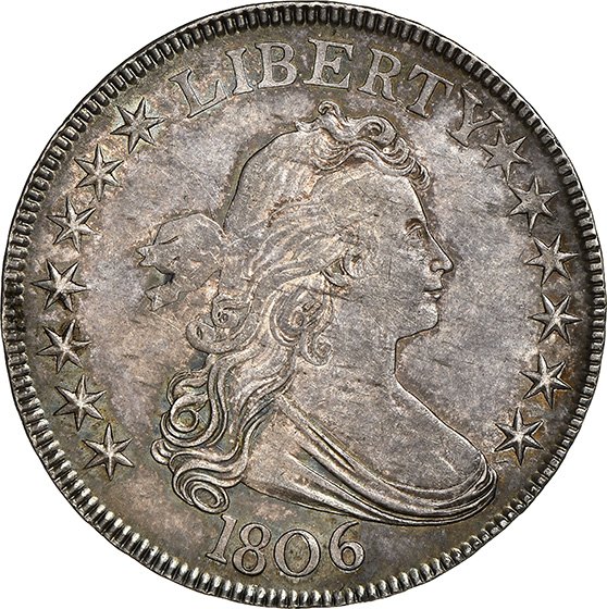 Picture of 1806 DRAPED BUST 50C, POINTED 6, STEM MS64 