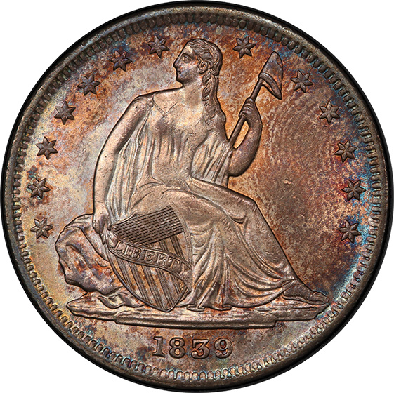 Picture of 1839 LIBERTY SEATED 50C, NO DRAPERY MS64 