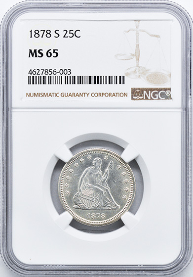 Picture of 1878-S LIBERTY SEATED 25C, MOTTO MS65 