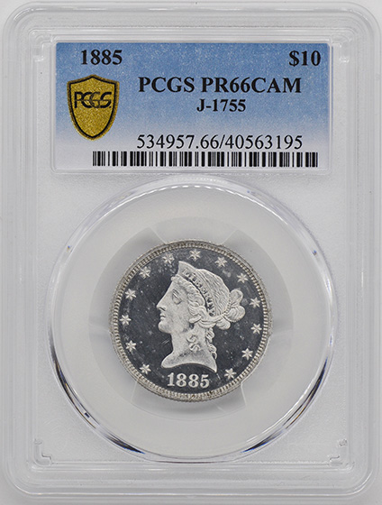 Picture of 1885 J-1755 $10 PR66 Cameo