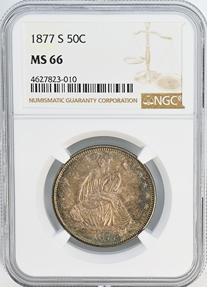 Picture of 1877-S LIBERTY SEATED 50C, MOTTO MS66 