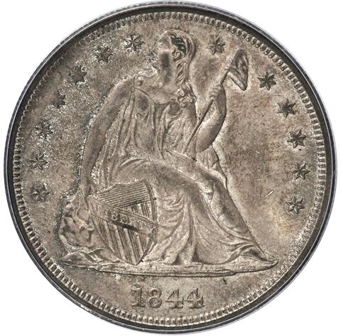 1844 LIBERTY SEATED S$1 MS64