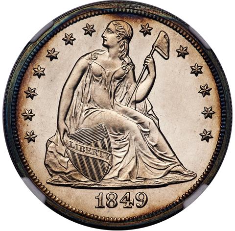 1849 LIBERTY SEATED S$1 PR64