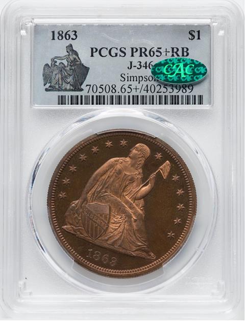 Picture of 1863 SEATED $1 J-346 PR65 RB