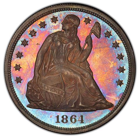 1864 S$1 J-396 PR66