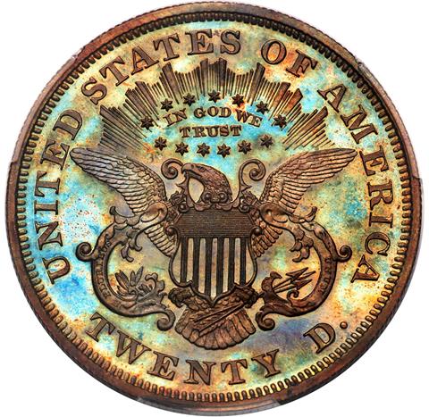 1865 $20 LIBERTY J-453 PR66 BN