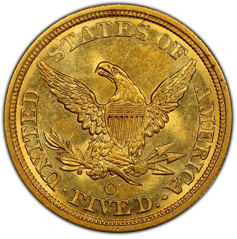 1844-O LIBERTY $5 MS63+