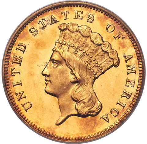 1876 INDIAN PRINCESS $3 PR65 DCAM