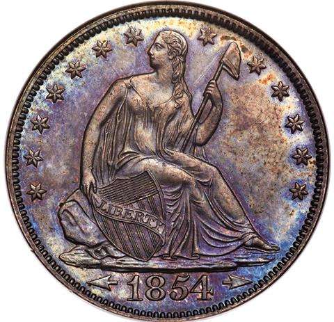 1854 LIBERTY SEATED 50C PR64