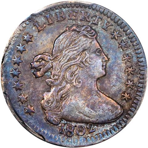 1802 DRAPED BUST H10C MS50