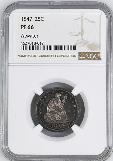 Picture of 1847 LIBERTY SEATED 25C, NO MOTTO PR66 