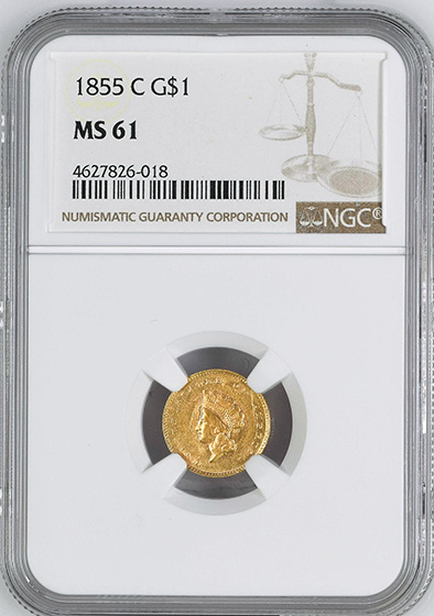 Picture of 1855-C GOLD G$1, TYPE 2 MS61 