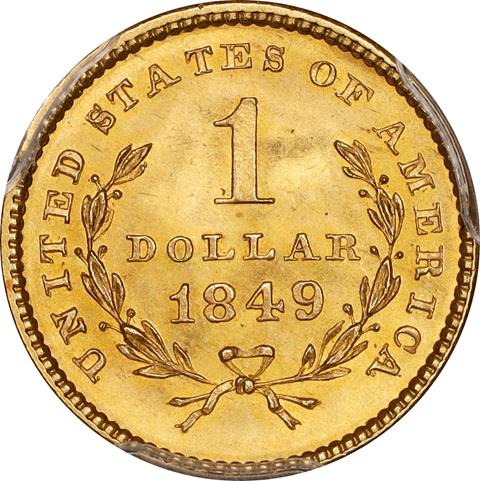 Picture of 1849 GOLD G$1 MS66+