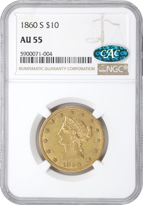 Picture of 1860-S LIBERTY HEAD $10 MS55
