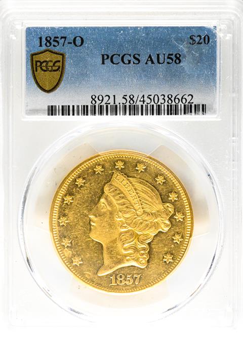 Picture of 1857-O LIBERTY HEAD $20 MS58