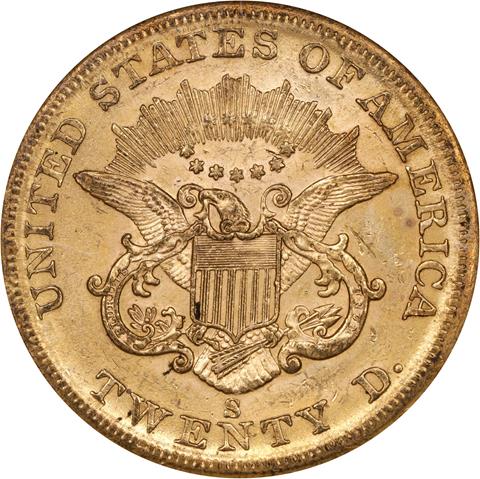 Picture of 1859-S LIBERTY HEAD $20 MS61