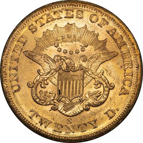 Picture of 1859-S LIBERTY HEAD $20 MS61