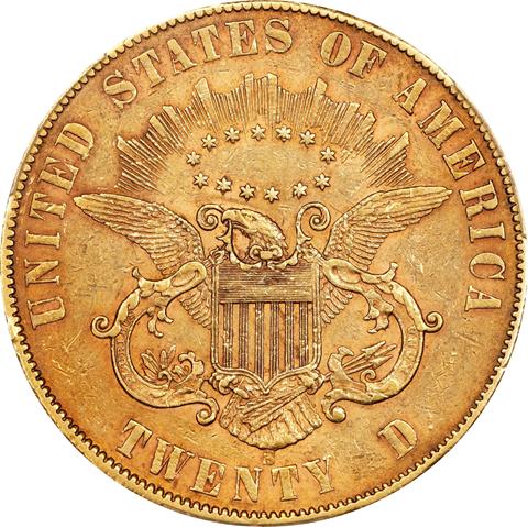 Picture of 1861-S LIBERTY HEAD $20 MS45
