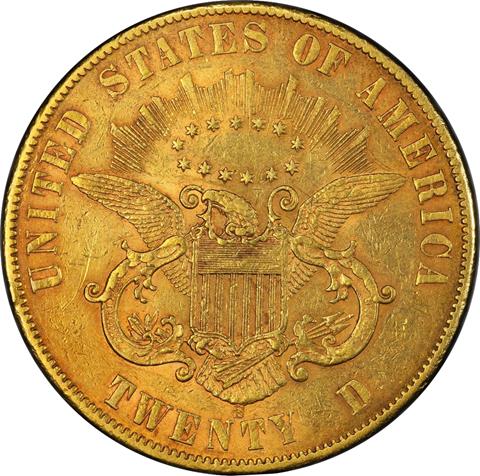 Picture of 1861-S LIBERTY HEAD $20 MS45