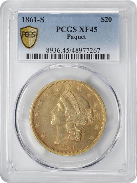 Picture of 1861-S LIBERTY HEAD $20 MS45