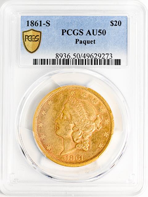 Picture of 1861-S LIBERTY HEAD $20 MS45