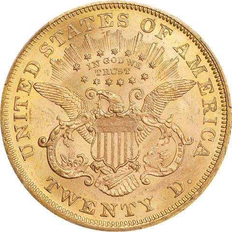 1867 LIBERTY HEAD $20 MS63
