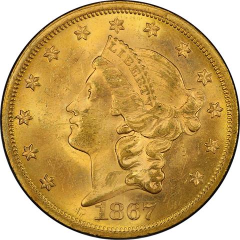 Picture of 1867 LIBERTY HEAD $20 MS63