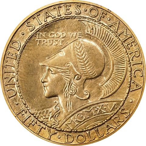 1915-S GOLD $50 MS64