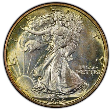 Picture of 1936 WALKING LIBERTY 50C PR67+