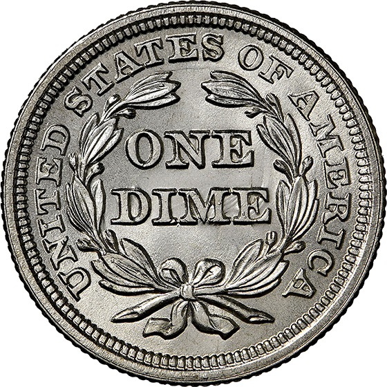 Picture of 1853 LIBERTY SEATED 10C, ARROWS MS67 