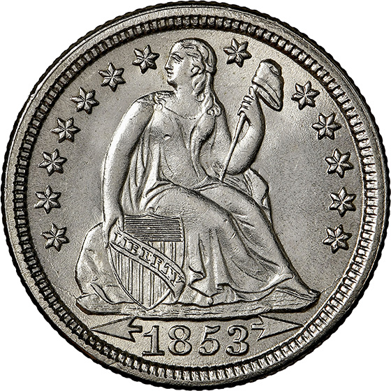 Picture of 1853 LIBERTY SEATED 10C, ARROWS MS67 