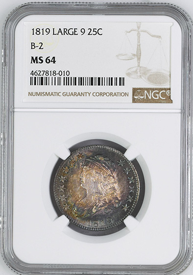 Picture of 1819 CAPPED BUST 25C, LARGE 9 MS64 