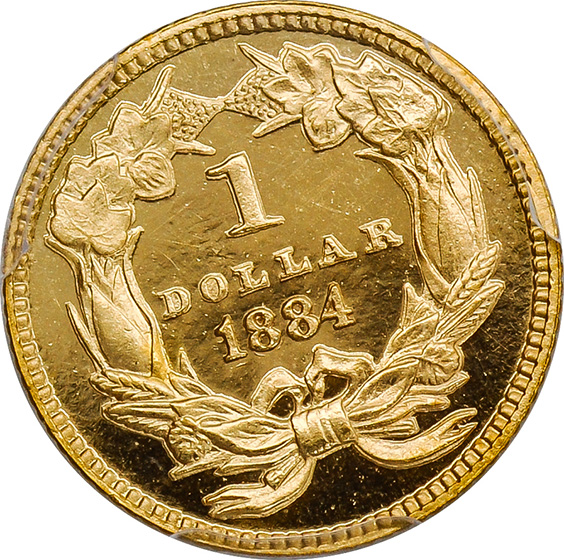 Picture of 1884 GOLD G$1, TYPE 3 PR66 Cameo