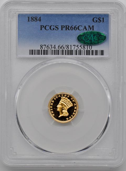 Picture of 1884 GOLD G$1, TYPE 3 PR66 Cameo