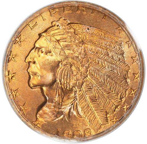 Picture of 1908-S INDIAN HEAD $5 MS67