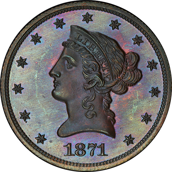Picture of 1871 LIBERTY $10, J-1173 PR67 Brown