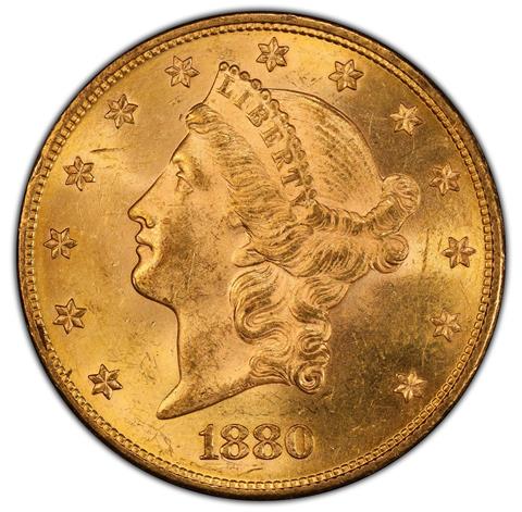Picture of 1880 LIBERTY HEAD $20 MS63