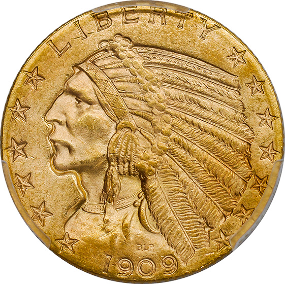 1909-O INDIAN HEAD $5