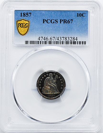 Picture of 1857 LIBERTY SEATED 10C PR67 