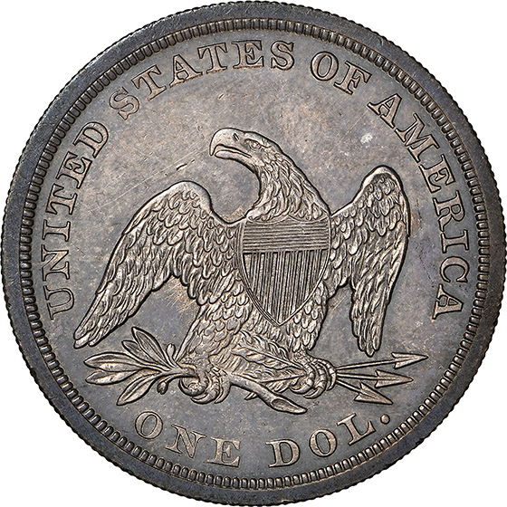 Picture of 1844 LIBERTY SEATED S$1, NO MOTTO MS63 