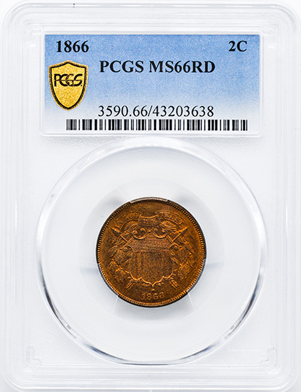 Picture of 1866 2C MS66 Red