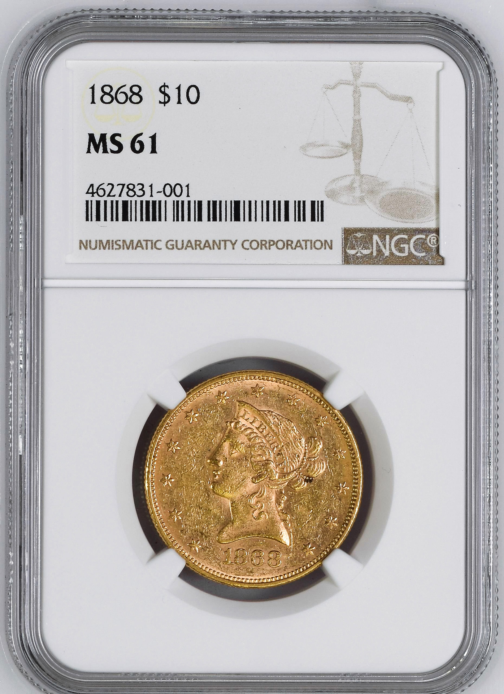 1868 LIBERTY HEAD $10 | Rare Coin Wholesalers, a S.L ...