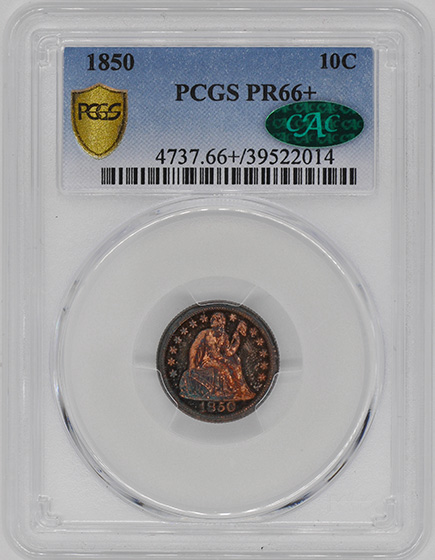 Picture of 1850 LIBERTY SEATED 10C PR66+ 