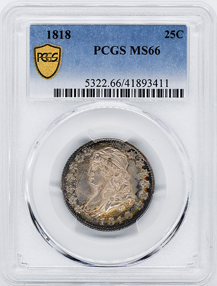 Picture of 1818 CAPPED BUST 25C MS66 