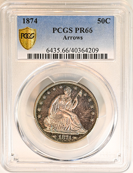 Picture of 1874 LIBERTY SEATED 50C, ARROWS PR66 