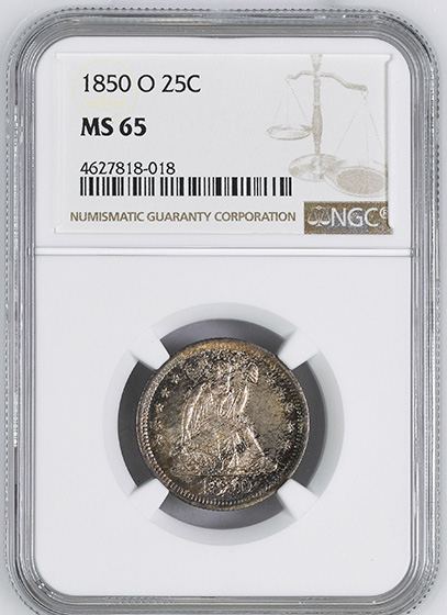 Picture of 1850-O LIBERTY SEATED 25C, NO MOTTO MS65 