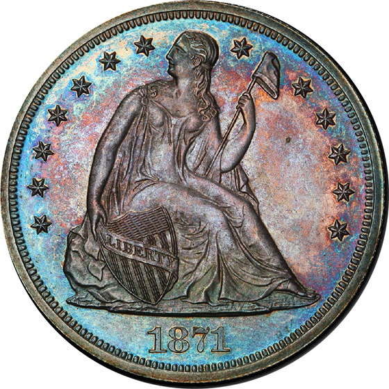Picture of 1871 LIBERTY SEATED S$1, MOTTO PR65 