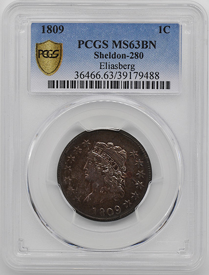 Picture of 1809 CLASSIC HEAD 1C MS63 Brown