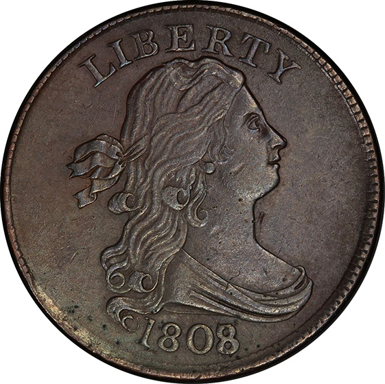 Picture of 1808/7 DRAPED BUST 1/2C AU58 Brown