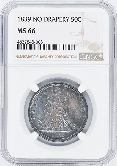 Picture of 1839 LIBERTY SEATED 50C, NO DRAPERY MS66 